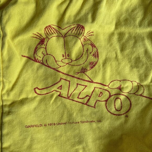 VINTAGE ALPO CAT FOOD YELLOW CANVAS TOTE BAG, GARFIELD 1978‎ - Picture 2 of 12